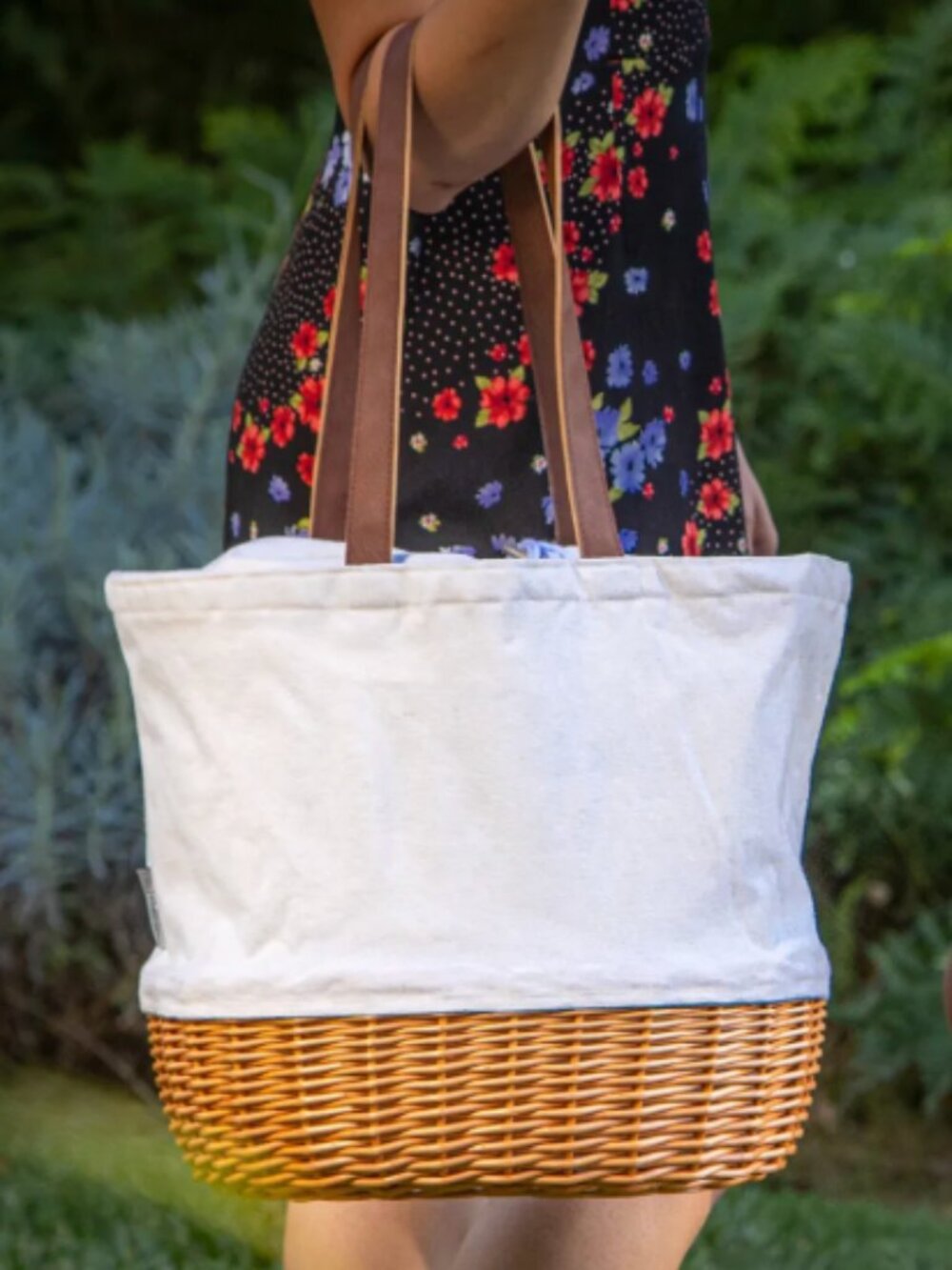 Picnic Time Pico Willow and Canvas Lunch Basket Bag